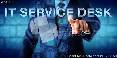 Image of Business User Pushing IT SERVICE DESK