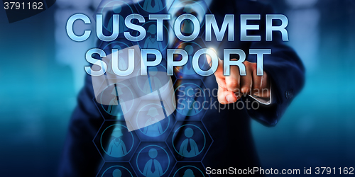 Image of Businessman Touching CUSTOMER SUPPORT
