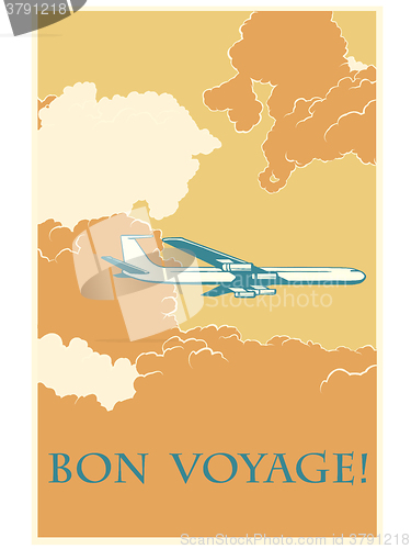 Image of Retro airplane Bon voyage