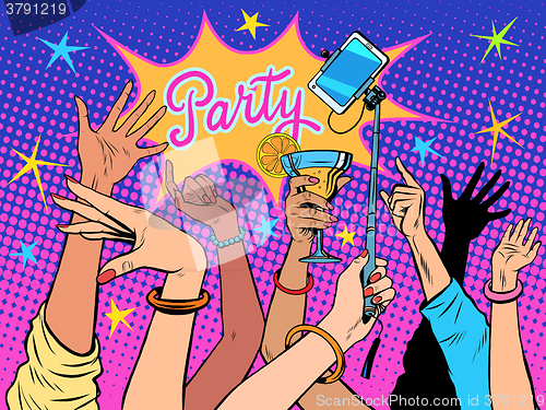 Image of Party dancing selfie drinks