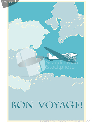 Image of Retro airplane Bon voyage