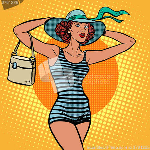 Image of Girl retro bather