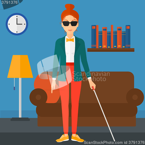 Image of Blind woman with stick.