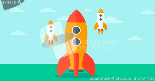 Image of Background of business start-up rockets.