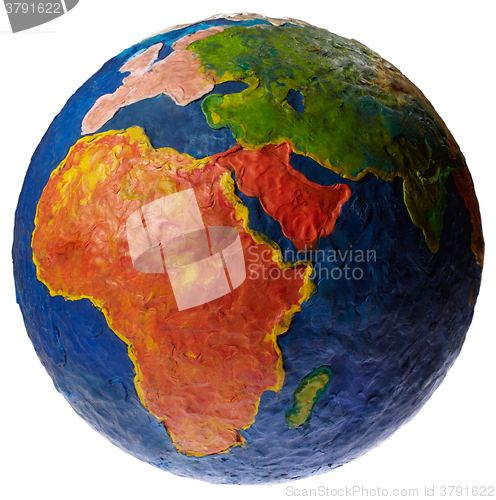 Image of Plasticine globe isolated on white.