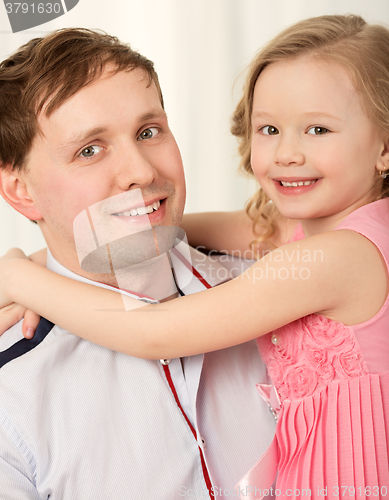 Image of Lovely portrait of father and little daughter