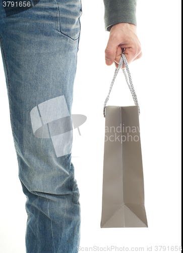 Image of Shopping man, gift bag