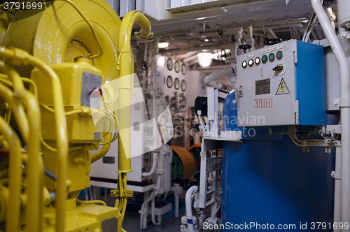 Image of Boat interior with control panel instruments