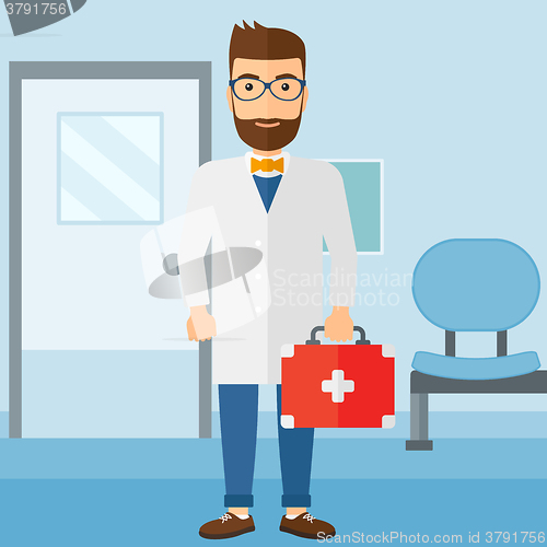 Image of Doctor with first aid box.