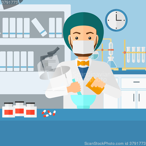 Image of Pharmacist preparing medicine.