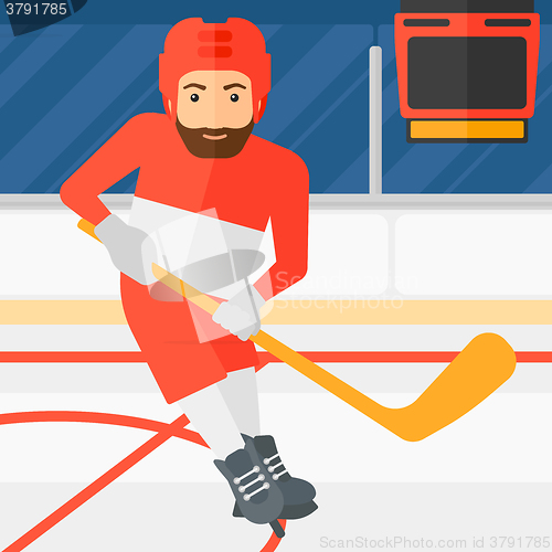 Image of Ice-hockey player with stick.