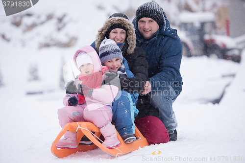 Image of family portrait on winter vacation