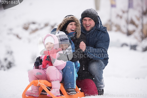 Image of family portrait on winter vacation
