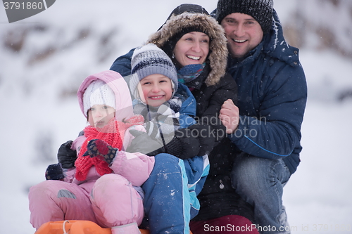 Image of family portrait on winter vacation