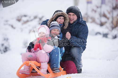 Image of family portrait on winter vacation
