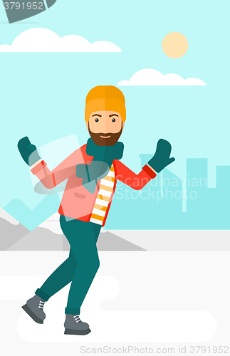 Image of Man ice skating. 