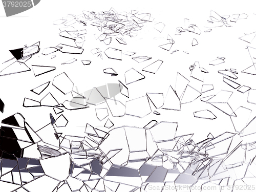 Image of Shattered and broken glass on white