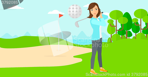 Image of Golf player hitting the ball.