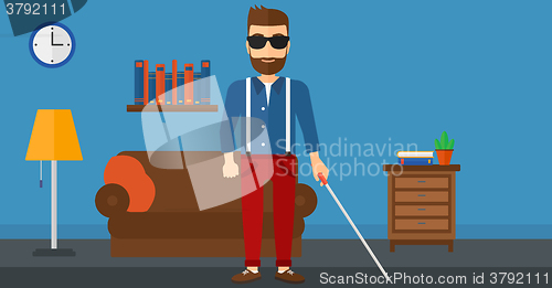 Image of Blind man with stick.