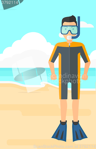 Image of Man with swimming equipment.