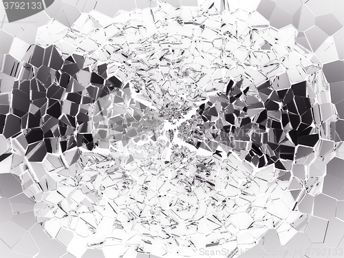 Image of Splitted or broken glass pieces on white