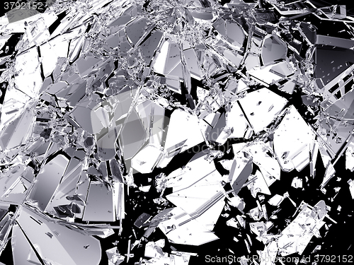 Image of Shattered glass isolated on black background