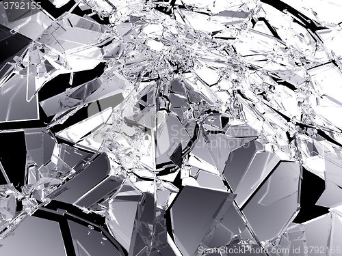 Image of Broken glass pieces isolated on black