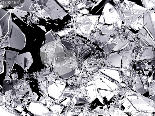 Image of Demolished and Shattered glass over black