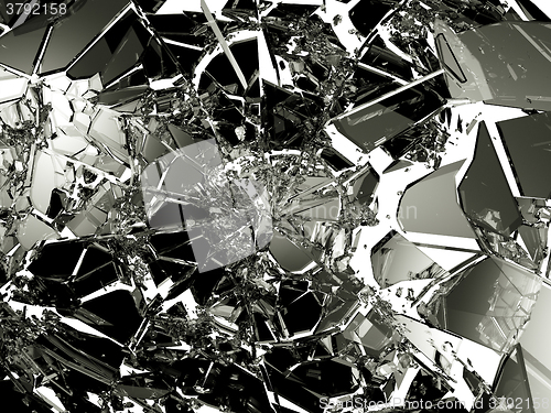 Image of Many pieces of shattered glass isolated