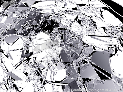 Image of Many pieces of broken and Shattered glass 