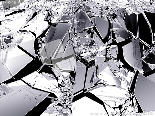 Image of Broken glass pieces isolated on black