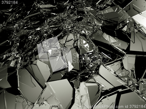 Image of Many pieces of broken and Shattered glass