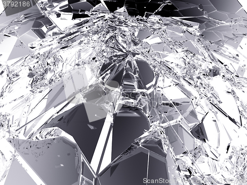 Image of Pieces of Destructed or Shattered glass on white