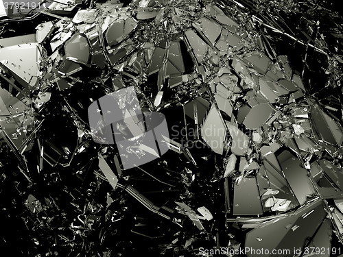 Image of Pieces of Broken Shattered black glass