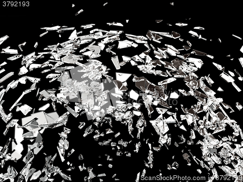 Image of Destructed or broken glass on black isolated