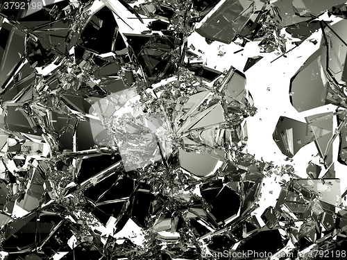 Image of Demolished and Shattered glass over white