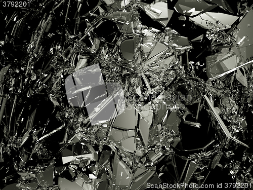 Image of Many pieces of broken and Shattered glass