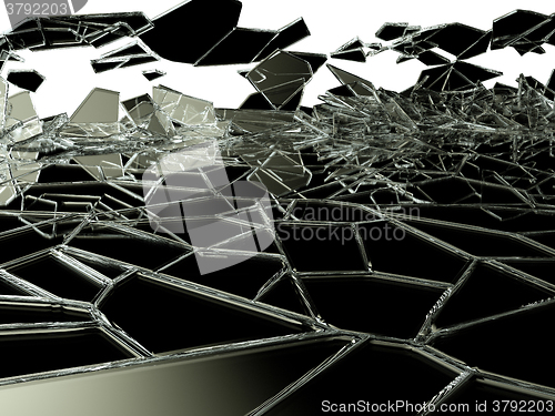 Image of Pieces of broken glass on white