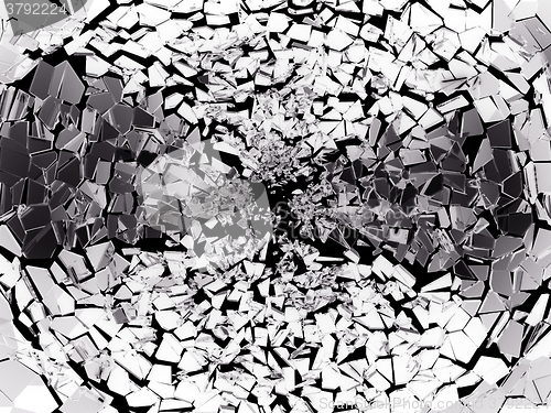 Image of Pieces of splitted or broken glass on black