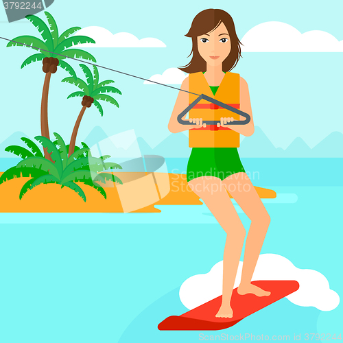 Image of Professional wakeboard sportswoman.