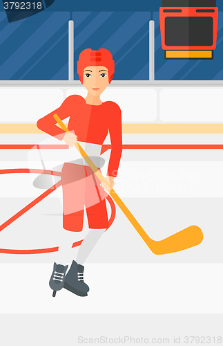 Image of Ice-hockey player with stick.