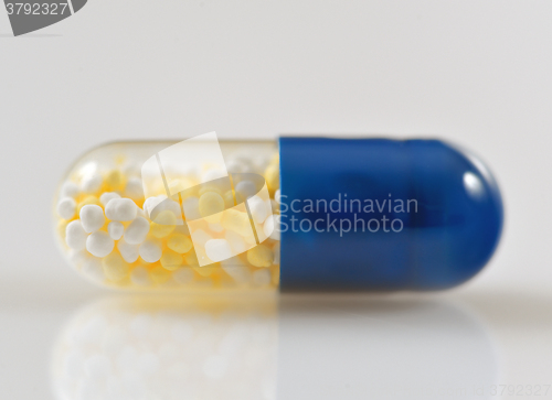 Image of Close up of transparent pill capsule