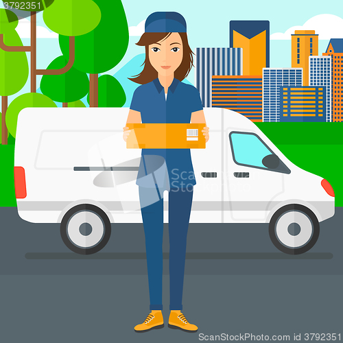 Image of Woman delivering box.