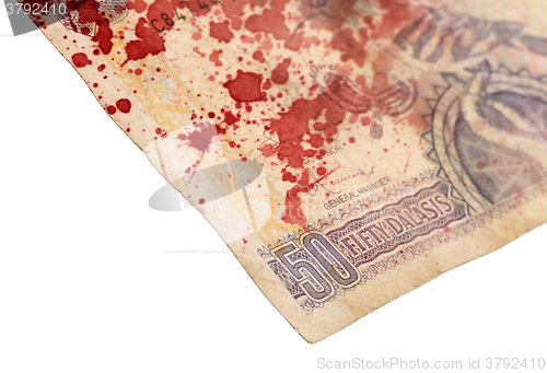 Image of 50 Gambian dalasi bank note, bloody