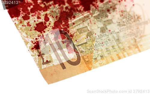Image of Scottish Banknote, 10 pounds, isolated on white, bloody