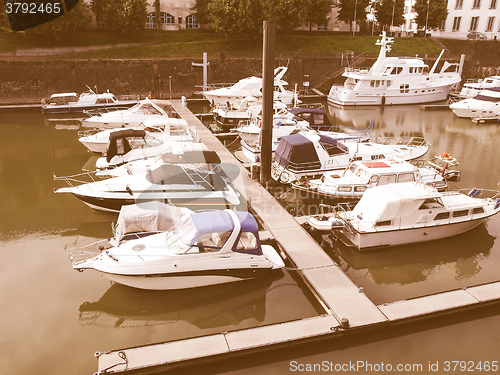 Image of  Boats in harbour vintage