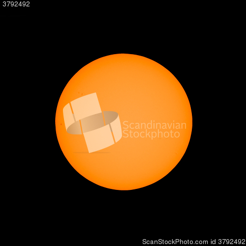 Image of Sun with sunspots seen with telescope