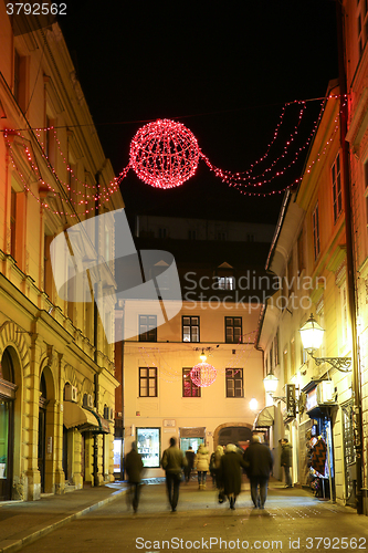 Image of Red advent decoration in the street