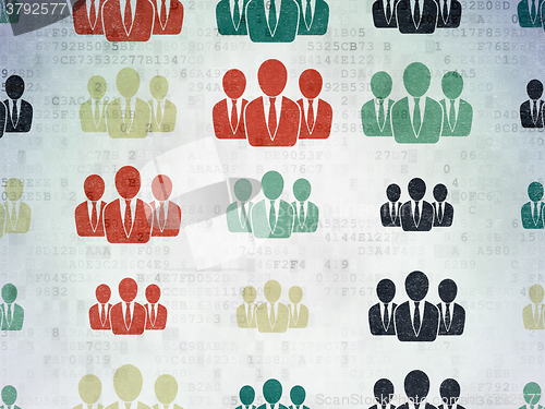 Image of News concept: Business People icons on Digital Paper background