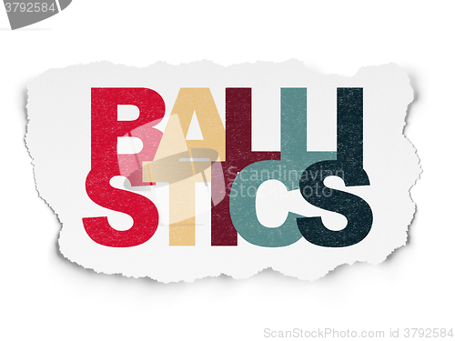 Image of Science concept: Ballistics on Torn Paper background